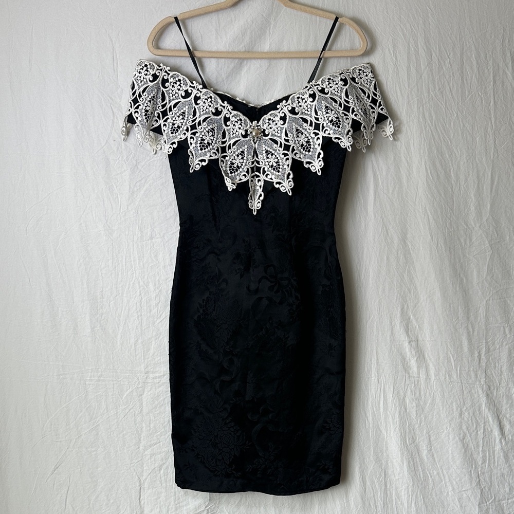 Scott McClintock Black and White Lace Mini Dress